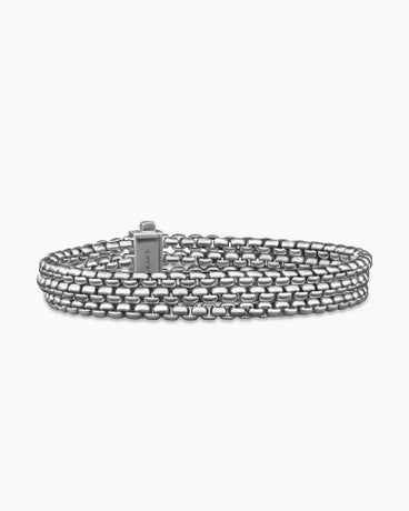 Three Row Box Chain Bracelet in Sterling Silver, 13.5mm