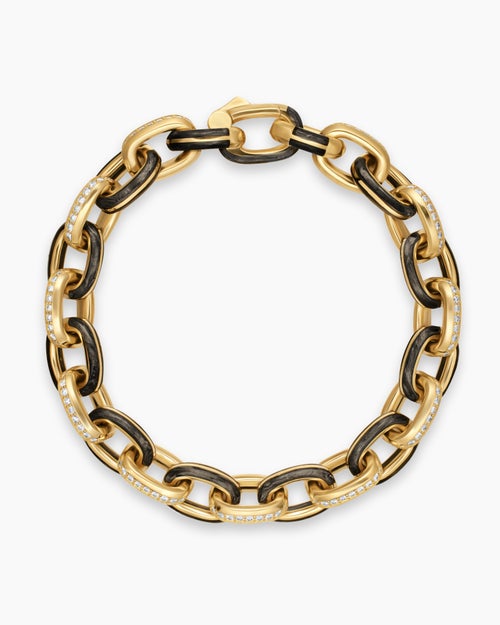 Mens Streamline Oval Link Bracelet in 18K Yellow Gold, 10.8mm