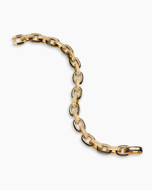 Mens Streamline Oval Link Bracelet in 18K Yellow Gold, 10.8mm
