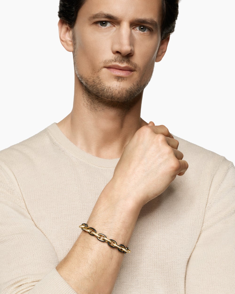 Mens Streamline Oval Link Bracelet in 18K Yellow Gold, 10.8mm