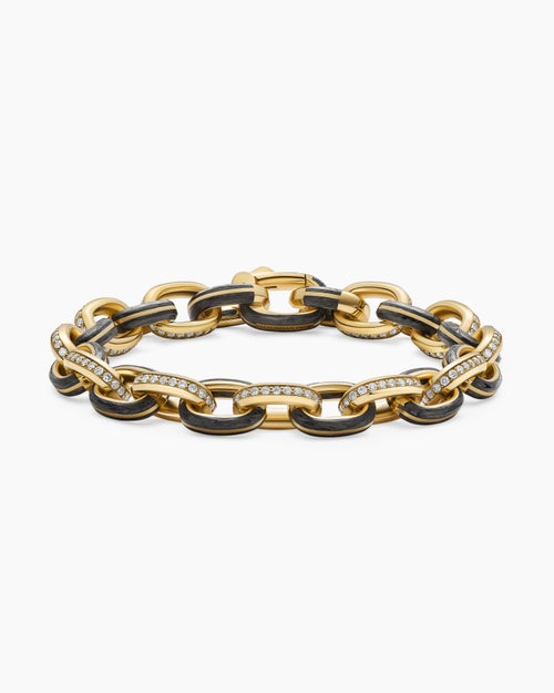 Mens Streamline Oval Link Bracelet in 18K Yellow Gold, 10.8mm