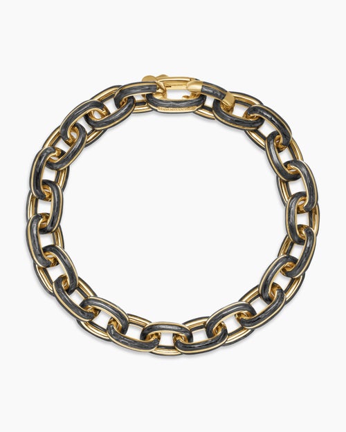 Mens Streamline Oval Link Bracelet in 18K Yellow Gold, 10.8mm