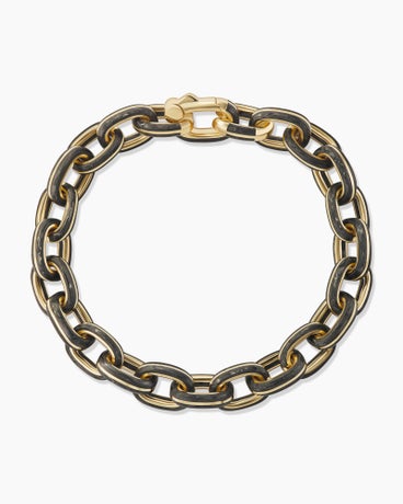 Forged Carbon Link Bracelet in 18K Yellow Gold, 11mm