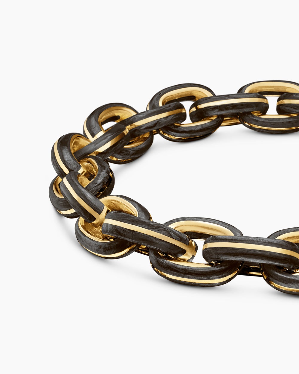 Mens Streamline Oval Link Bracelet in 18K Yellow Gold, 10.8mm