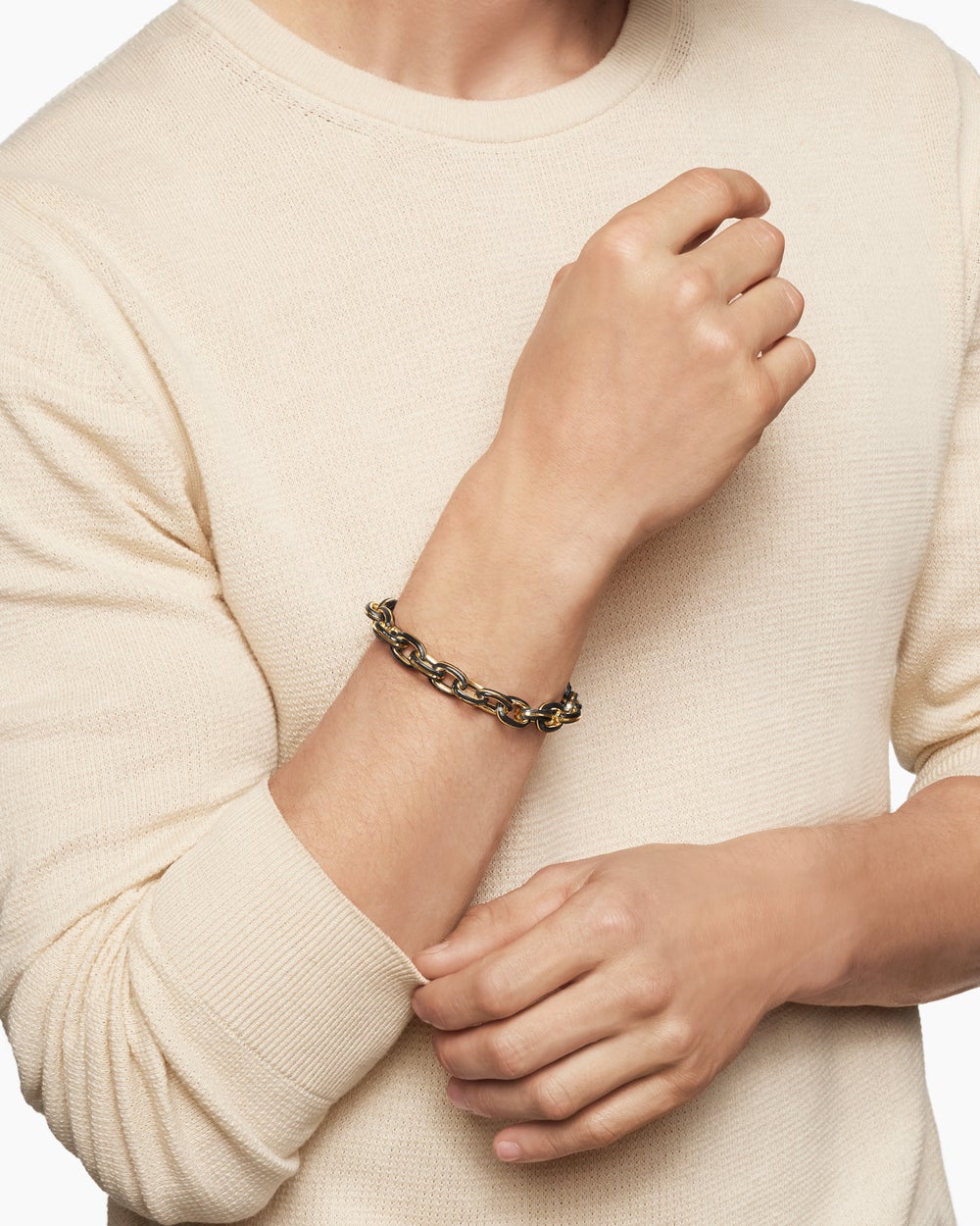 Mens Streamline Oval Link Bracelet in 18K Yellow Gold, 10.8mm