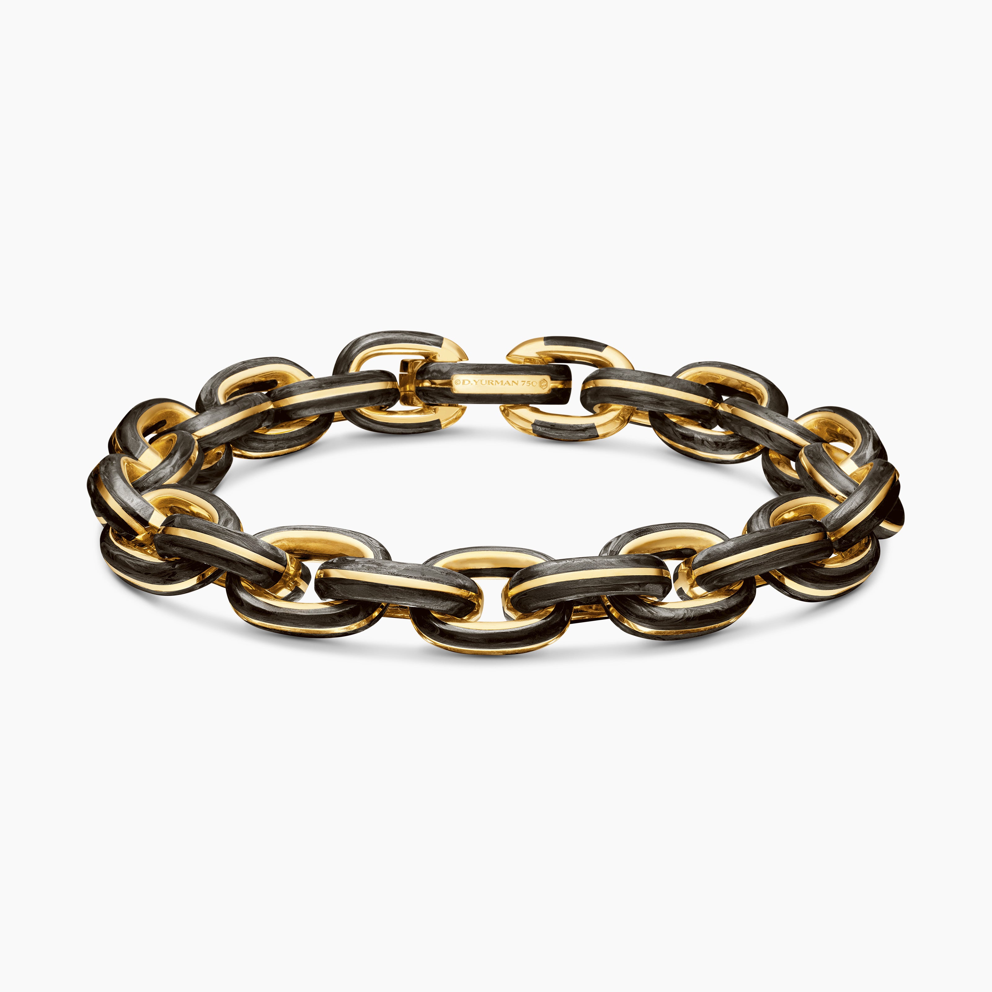 Mens Streamline Oval Link Bracelet in 18K Yellow Gold, 10.8mm