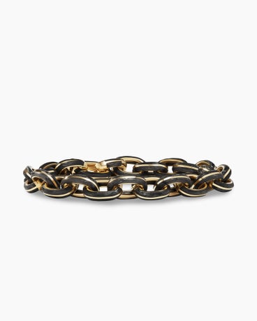Forged Carbon Link Bracelet in 18K Yellow Gold, 11mm