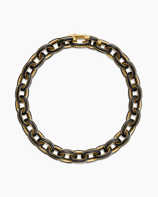 Bracelet à maillons Forged Carbon avec or jaune 18 carats, 8,5 mm