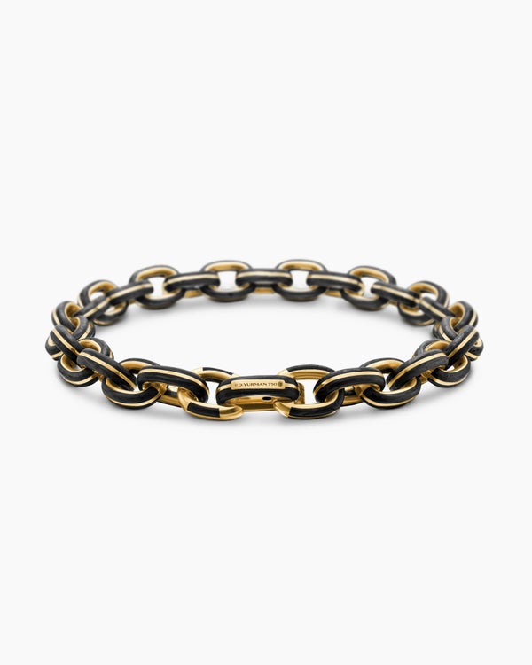 Bracelet à maillons Forged Carbon avec or jaune 18 carats, 8,5 mm