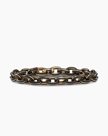 Forged Carbon Link Bracelet in 18K Yellow Gold, 9mm