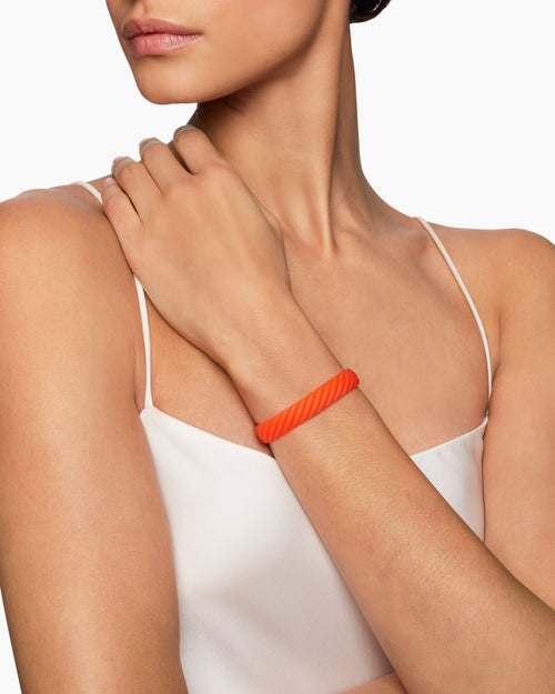 Cable Bracelet in Orange Rubber, 10mm
