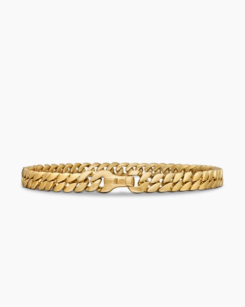 Mens Curb Chain Bracelet in 18K Yellow Gold, 6mm