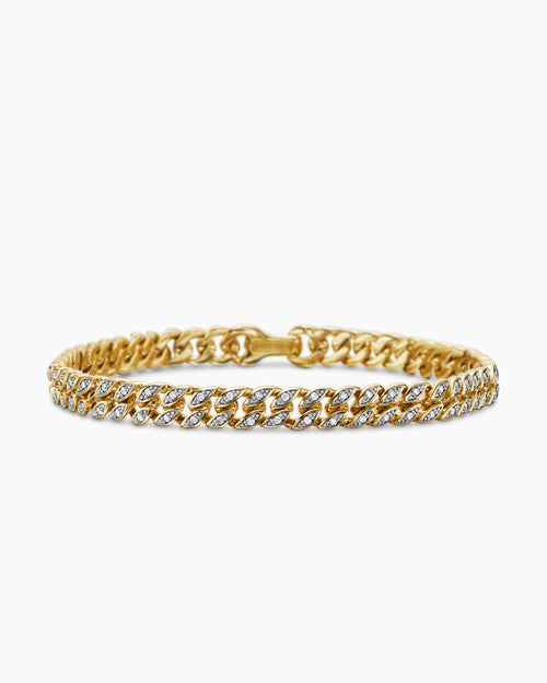 Mens Curb Chain Bracelet in 18K Yellow Gold, 6mm