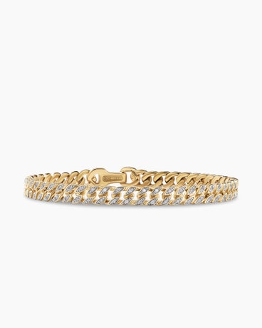 Curb Chain Bracelet in 18K Yellow Gold with Pavé Diamonds