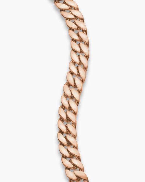 Mens Curb Chain Bracelet in 18K Rose Gold, 6mm