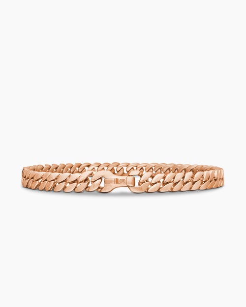 Mens Curb Chain Bracelet in 18K Rose Gold, 6mm