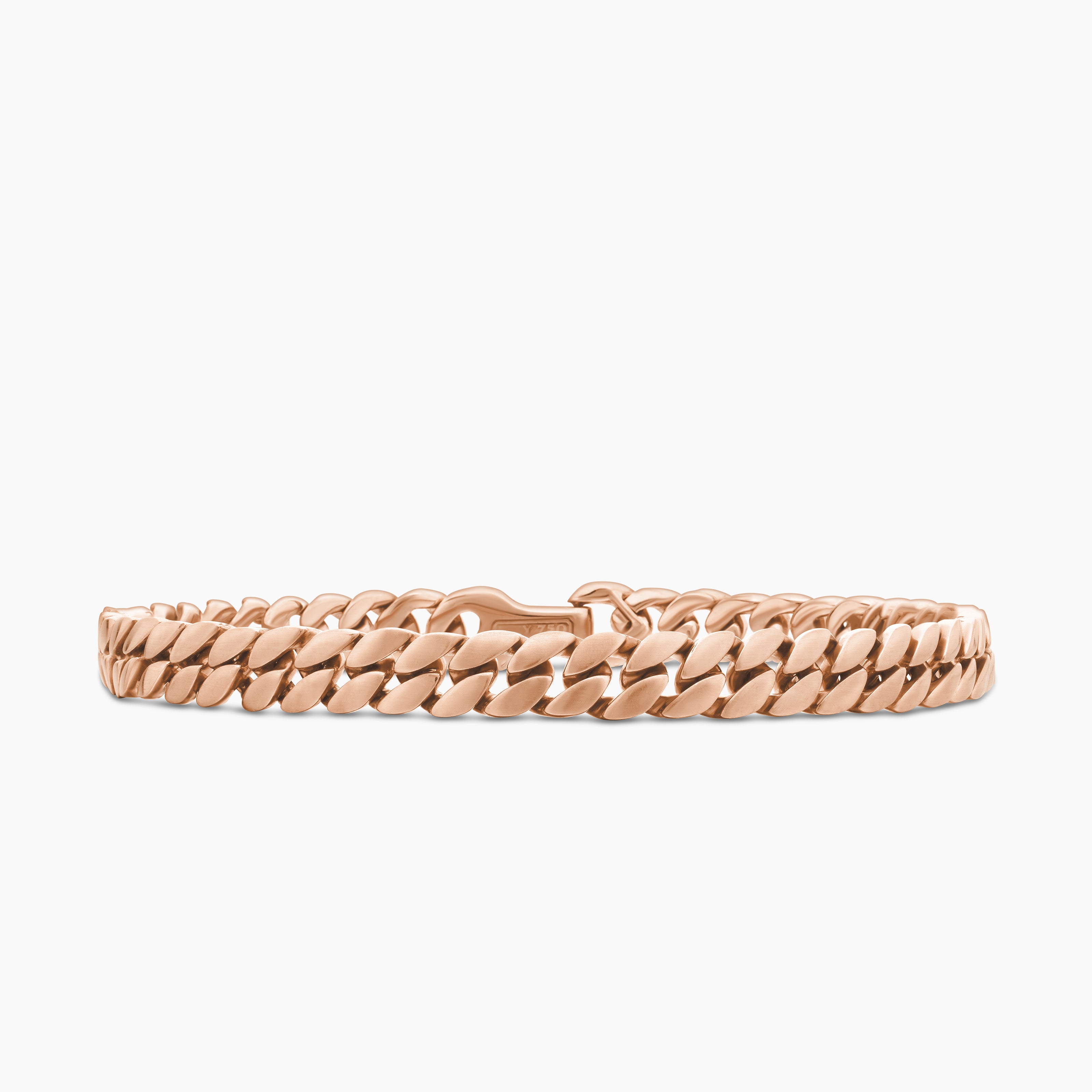 Mens Curb Chain Bracelet in 18K Rose Gold, 6mm