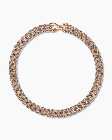 Curb Chain Bracelet in 18K Rose Gold with Cognac Diamonds, 6mm