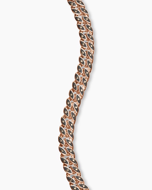 Curb Chain Bracelet in 18K Rose Gold with Cognac Diamonds, 6mm