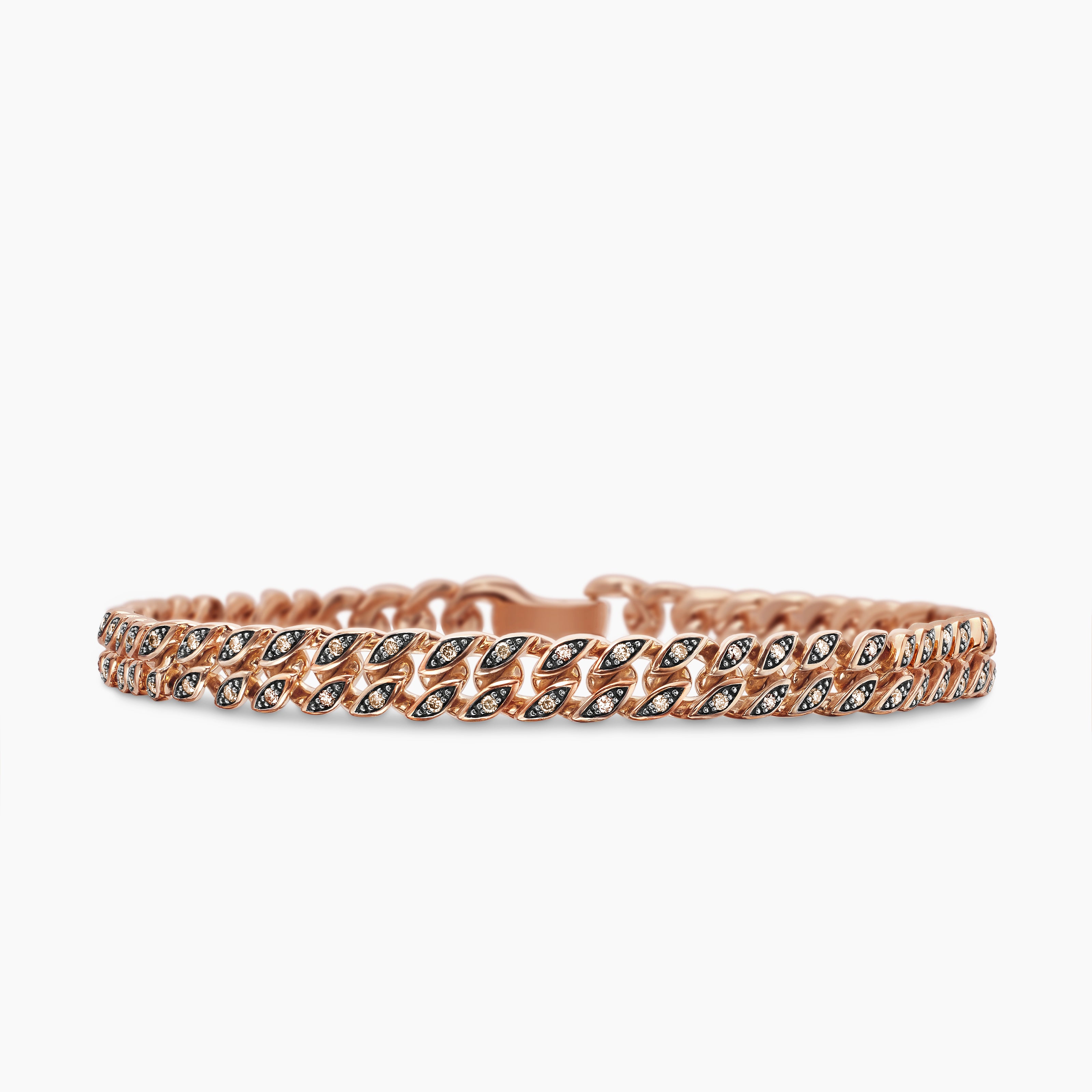 Mens Curb Chain Bracelet in 18K Rose Gold, 6mm