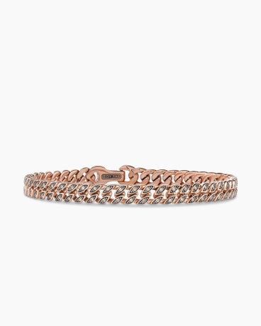 Curb Chain Bracelet in 18K Rose Gold with Cognac Diamonds, 6mm