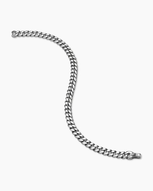 Mens Curb Chain Bracelet in Platinum, 6mm