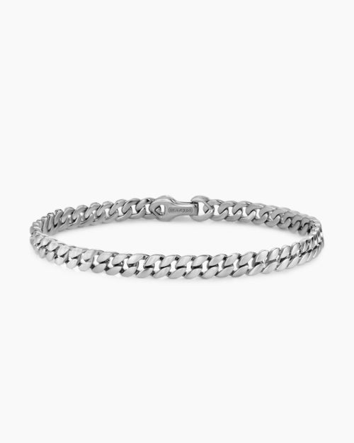 Mens Curb Chain Bracelet in Platinum, 6mm