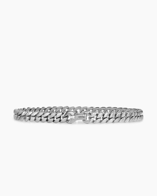 Mens Curb Chain Bracelet in Platinum, 6mm