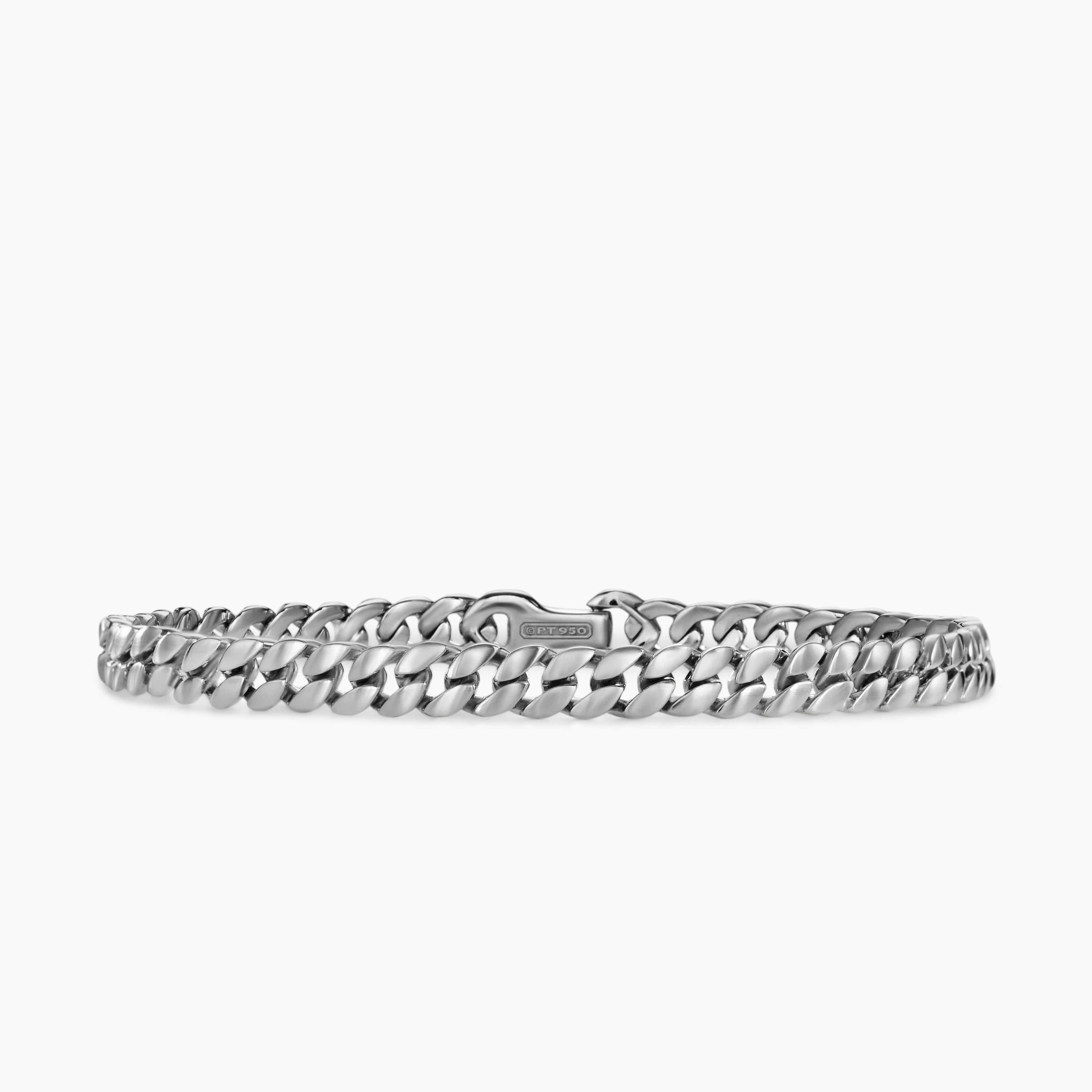 Mens Curb Chain Bracelet in Platinum, 6mm
