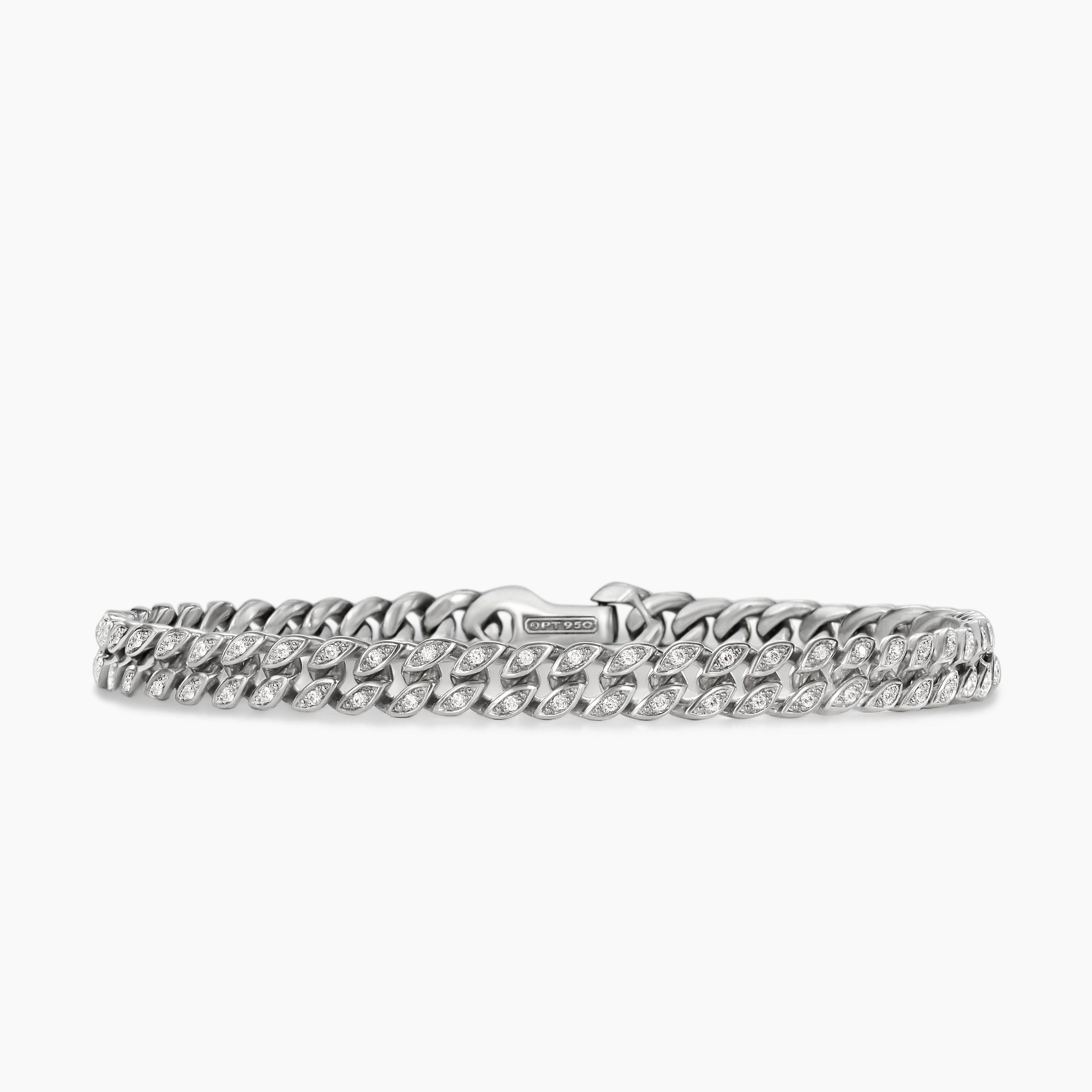 Mens Curb Chain Bracelet in Platinum, 6mm