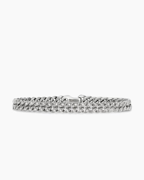 Mens Curb Chain Bracelet in Platinum, 6mm
