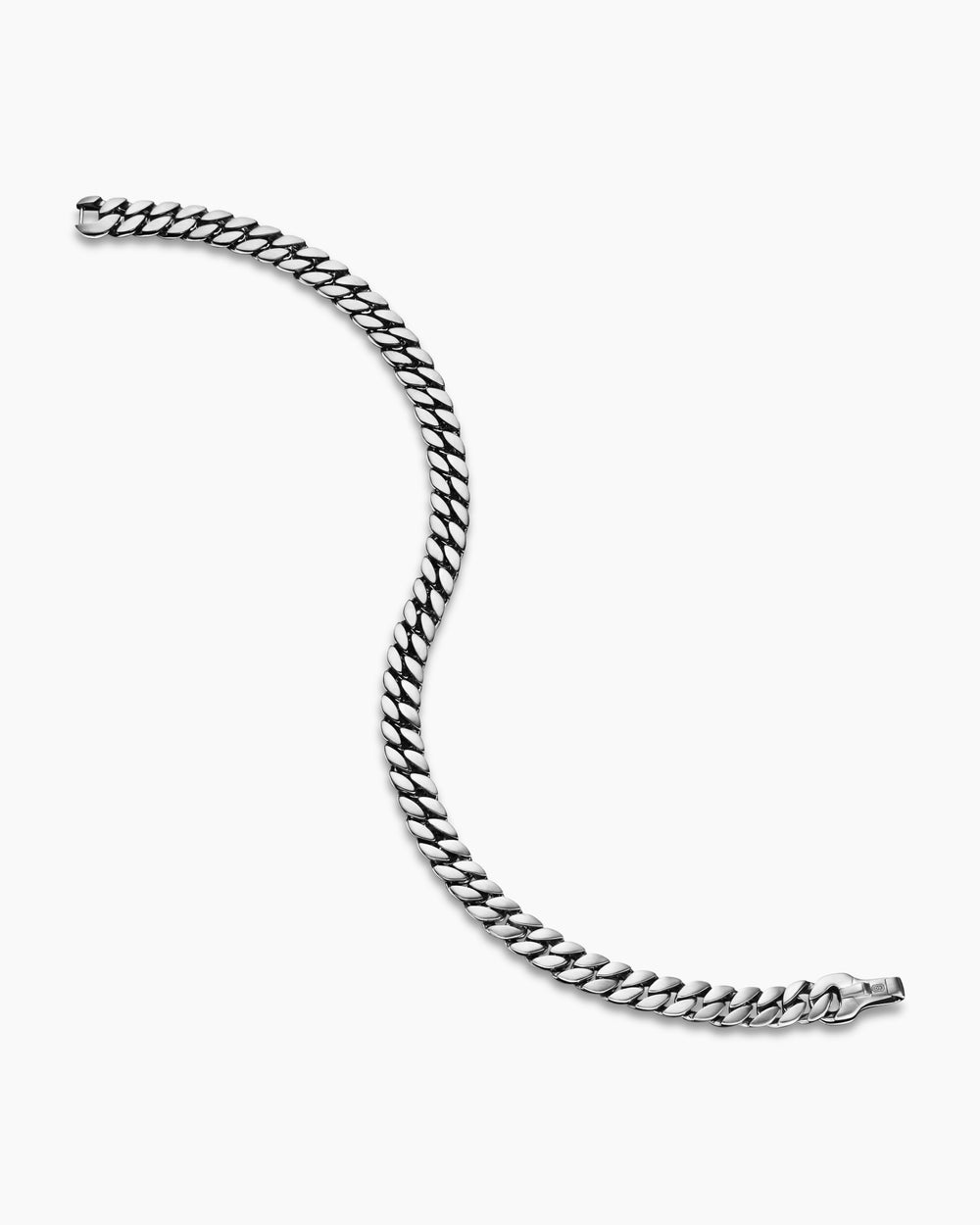 Mens Curb Chain Bracelet in Sterling Silver, 6mm