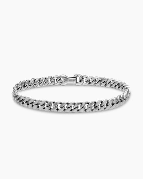 Mens Curb Chain Bracelet in Sterling Silver, 6mm