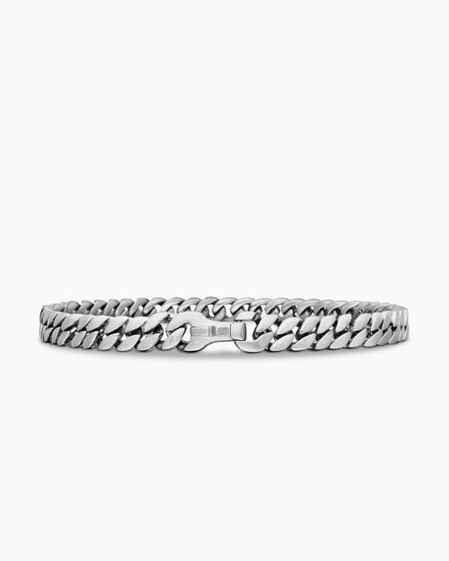 Mens Curb Chain Bracelet in Sterling Silver, 6mm