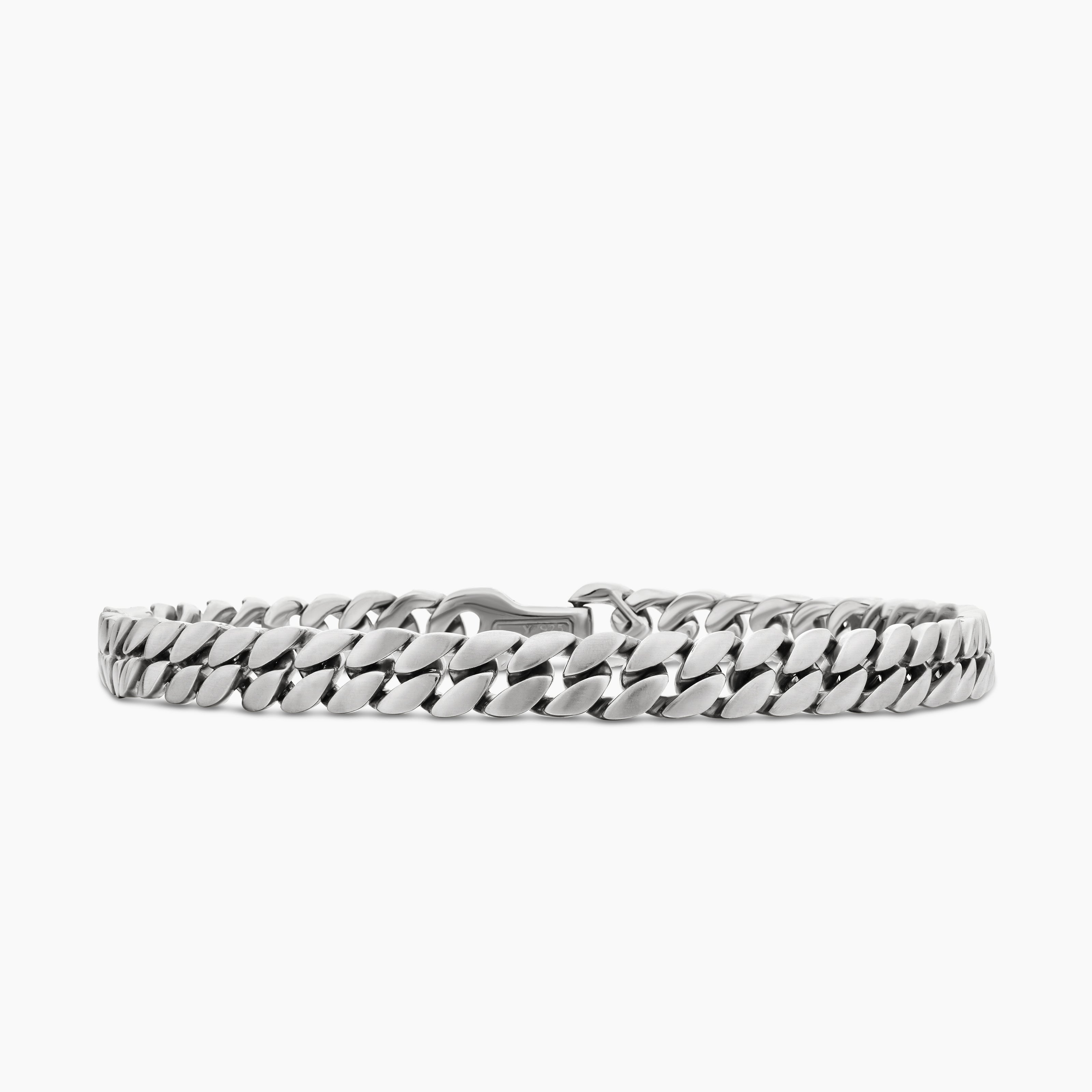 Mens Curb Chain Bracelet in Sterling Silver, 6mm