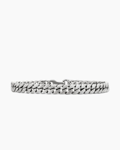 Mens Curb Chain Bracelet in Sterling Silver, 6mm