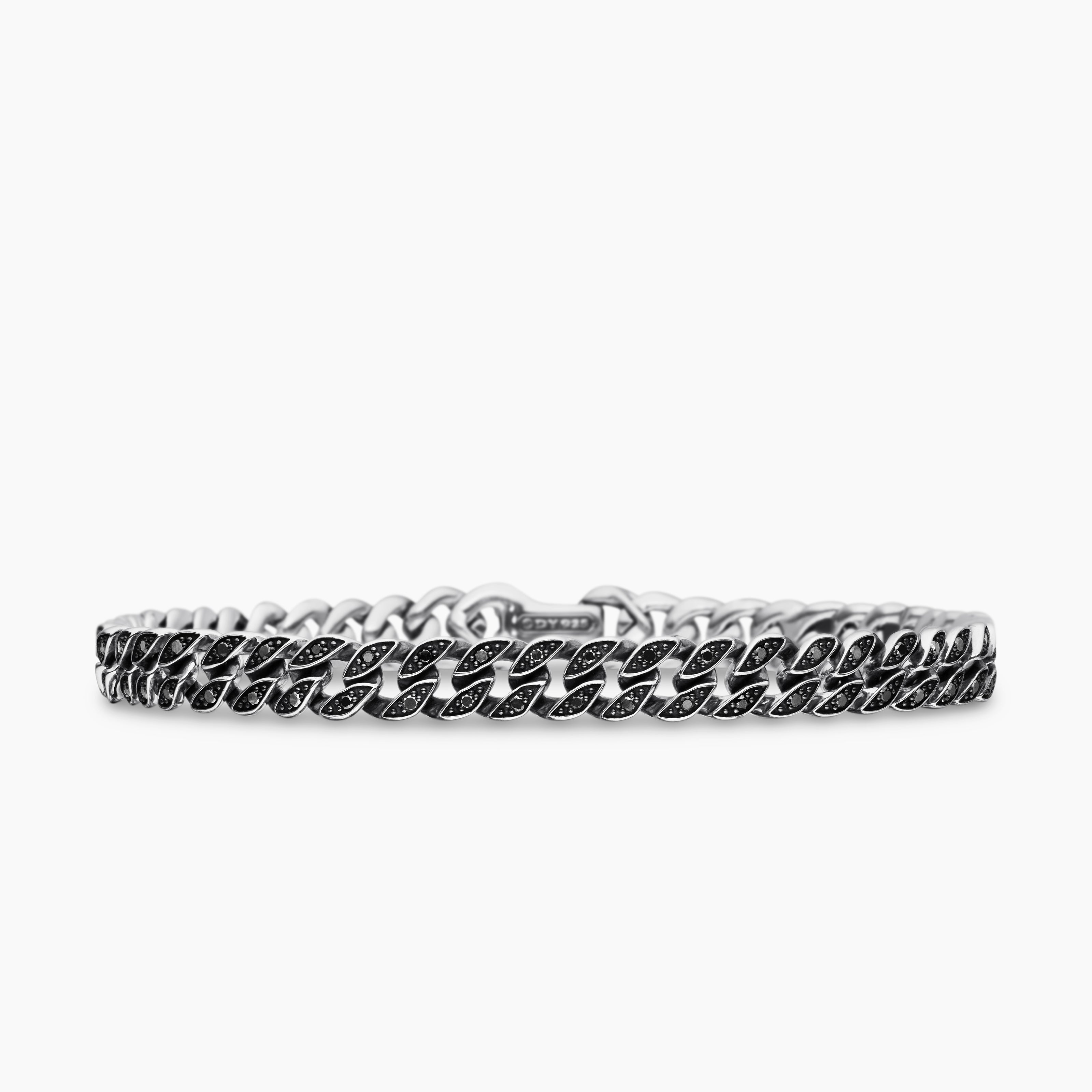 Mens Curb Chain Bracelet in Sterling Silver, 6mm