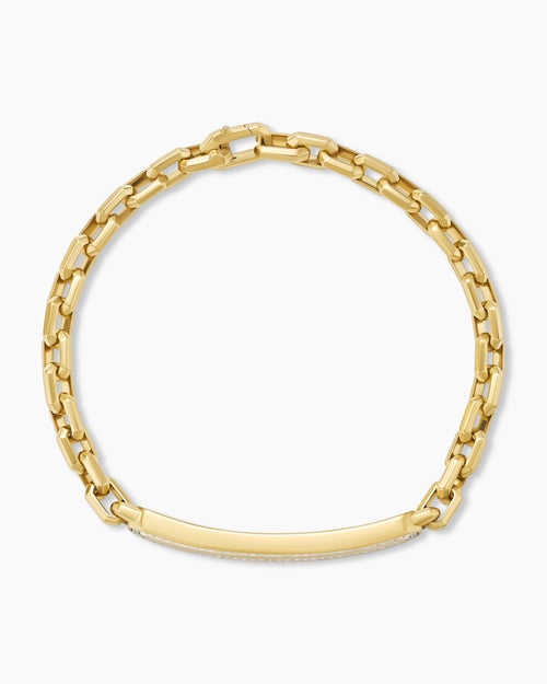 Mens Streamline ID Bracelet in 18K Yellow Gold, 6.8mm