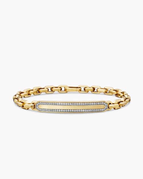 Mens Streamline ID Bracelet in 18K Yellow Gold, 6.8mm