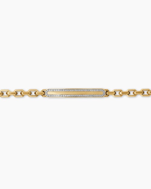 Mens Streamline ID Bracelet in 18K Yellow Gold, 6.8mm
