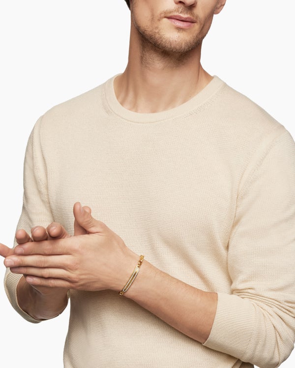 Streamline® ID Bracelet in 18K Yellow Gold with Diamonds, 6.8mm