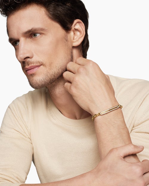 Mens Streamline ID Bracelet in 18K Yellow Gold, 6.8mm
