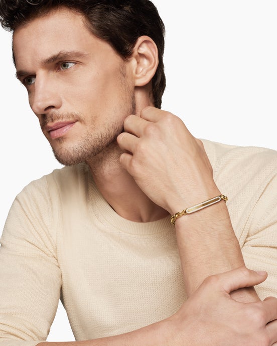 Streamline® ID Bracelet in 18K Yellow Gold with Diamonds, 6.8mm