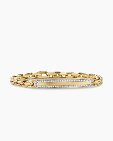 Streamline® ID Bracelet in 18K Yellow Gold with Diamonds, 6.8mm