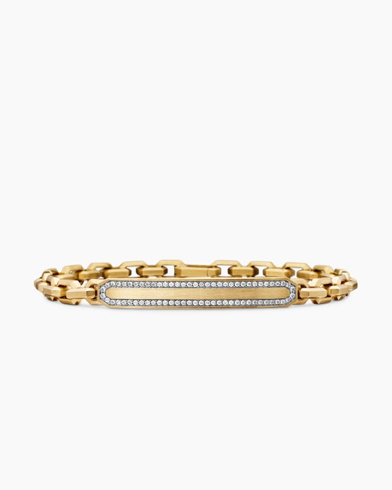 Streamline® ID Bracelet in 18K Yellow Gold with Diamonds, 6.8mm