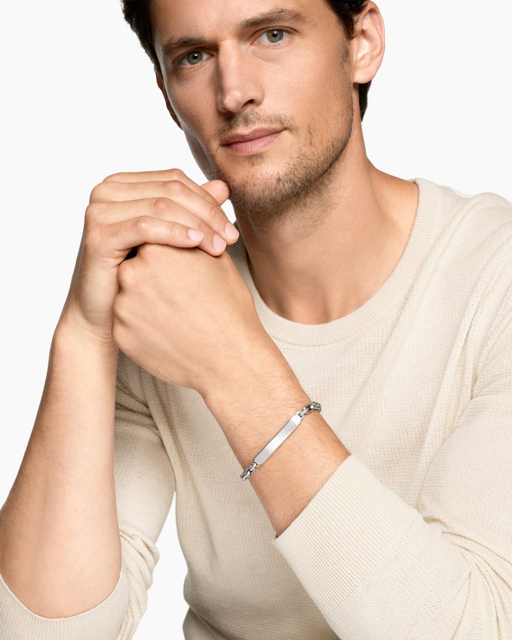 Gourmette d’identification Streamline® en argent sterling, 6,8 mm hommes