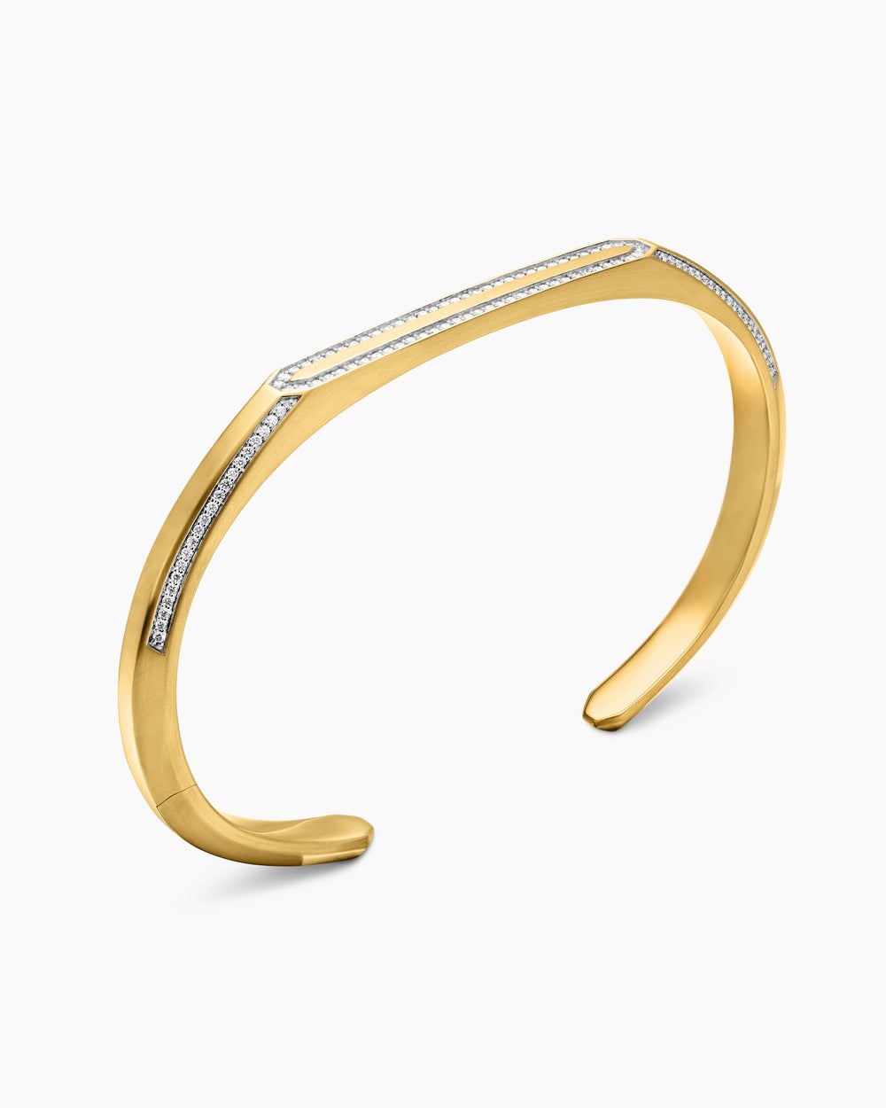 Mens Streamline® Cuff Bracelet in 18K Yellow Gold with Diamonds, 5.5mm