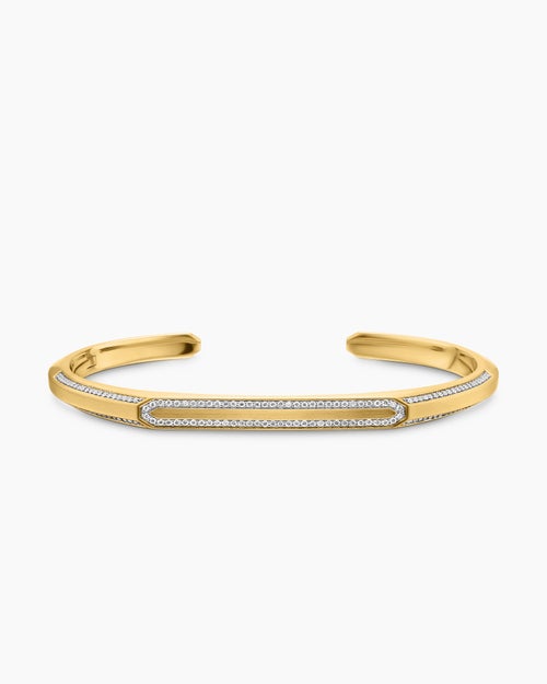 Mens Streamline® Cuff Bracelet in 18K Yellow Gold with Diamonds, 5.5mm