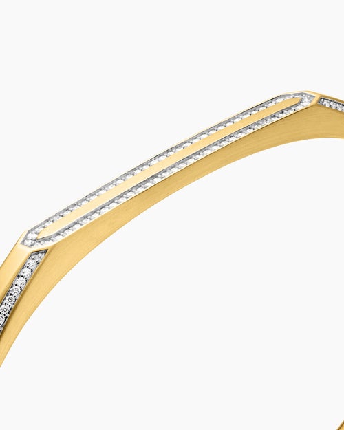 Mens Streamline® Cuff Bracelet in 18K Yellow Gold with Diamonds, 5.5mm