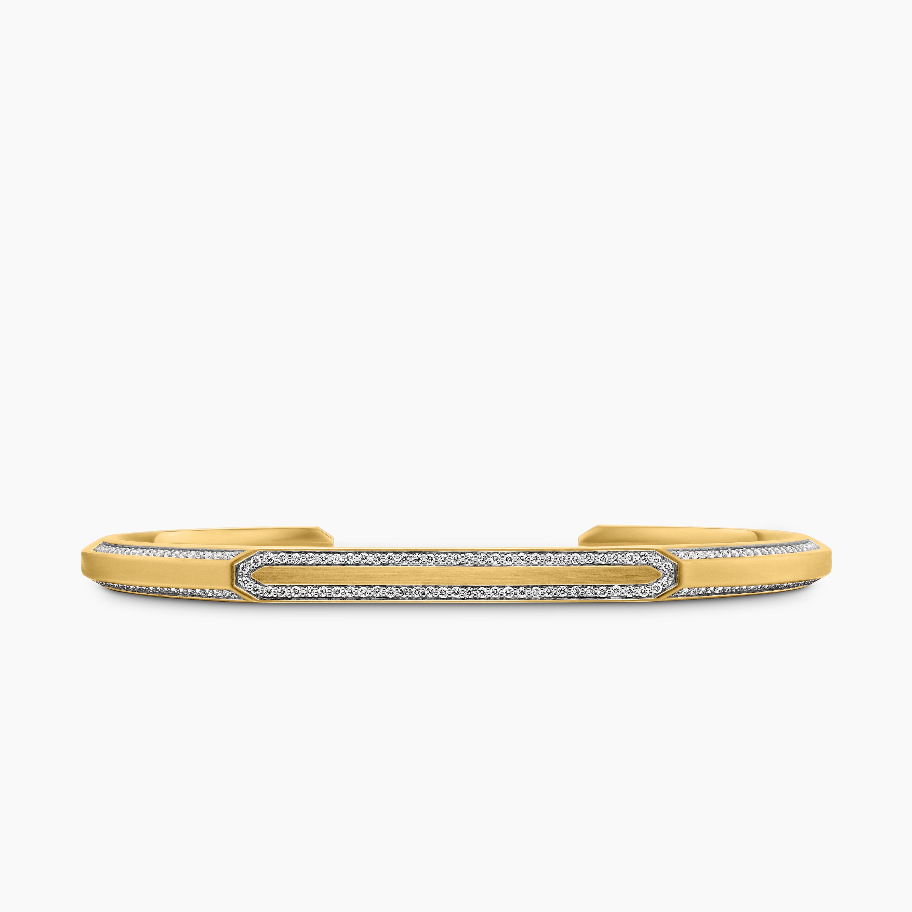 Mens Streamline&reg; Cuff Bracelet in 18K Yellow Gold with Diamonds, 5.5mm